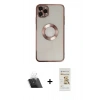 MARSİLYAN™- iPhone 11 Pro Kılıf Pusula Form - Siyah Mat Seramik Nano Ekran Koruyucu + Kamera Lens Koruma Cam - SF