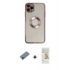 MARSİLYAN™- iPhone 11 Pro Kılıf Pusula Form - Siyah Mat Seramik Nano Ekran Koruyucu + Shine Kamera Lens Koruma Cam - PE