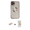MARSİLYAN™- iPhone 11 Pro Kılıf Pusula Form - Siyah Mat Seramik Nano Ekran Koruyucu + Renkli Kamera Lens Koruma Cam - MI