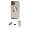 MARSİLYAN™- iPhone 11 Pro Kılıf Pusula Form - Siyah Mat Seramik Nano Ekran Koruyucu + Shine Kamera Lens Koruma Cam - GI