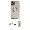 MARSİLYAN™- iPhone 11 Pro Kılıf Pusula Form - Siyah Polymer Nano Ekran Koruyucu + Renkli Kamera Lens Koruma Cam - MI