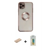 MARSİLYAN™- iPhone 11 Pro Kılıf Pusula Form - Siyah Polymer Nano Ekran Koruyucu + Renkli Kamera Lens Koruma Cam - TU