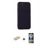 MARSİLYAN™- iPhone 11 Pro Kılıf Vadi Çizgi Prime - Siyah 34D Hayalet Izgaralı Cam + Sarı Renkli Kamera Lens Koruma Cam