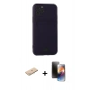 MARSİLYAN™- iPhone 11 Pro Kılıf Vadi Çizgi Prime - Siyah 3D Antistatik Mat Seramik Nano Ekran Koruyucu + Renkli Kamera Lens Koruma Cam - MI