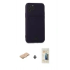 MARSİLYAN™- iPhone 11 Pro Kılıf Vadi Çizgi Prime - Siyah 6D Mat Seramik Hayalet Nano Ekran Koruyucu + Turuncu Renkli Kamera Lens Koruma Cam