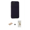 MARSİLYAN™- iPhone 11 Pro Kılıf Vadi Çizgi Prime - Siyah Mat Seramik Nano Ekran Koruyucu + Turuncu Renkli Kamera Lens Koruma Cam