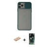 MARSİLYAN™- iPhone 11 Pro Kılıf Vadi Çizgi - Şeffaf 360 Full Body Arka Koruyucu + Renkli Kamera Lens Koruma Cam - TU