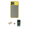 MARSİLYAN™- iPhone 11 Pro Kılıf Vadi Çizgi - Şeffaf 360 Full Body Arka Koruyucu + Renkli Kamera Lens Koruma Cam - TU