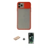 MARSİLYAN™- iPhone 11 Pro Kılıf Vadi Çizgi - Şeffaf 360 Full Body Arka Koruyucu + Renkli Kamera Lens Koruma Cam - TU
