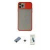 MARSİLYAN™- iPhone 11 Pro Kılıf Vadi Çizgi - Şeffaf Pasifik Cam Ekran Koruyucu + Shine Kamera Lens Koruma Cam - GD