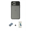 MARSİLYAN™- iPhone 11 Pro Kılıf Vadi Çizgi - Şeffaf Pasifik Cam Ekran Koruyucu + Shine Kamera Lens Koruma Cam - GD