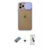 MARSİLYAN™- iPhone 11 Pro Kılıf Vadi Çizgi - Şeffaf Pasifik Cam Ekran Koruyucu + Shine Kamera Lens Koruma Cam - GD