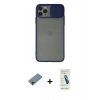 MARSİLYAN™- iPhone 11 Pro Kılıf Vadi Çizgi - Şeffaf Pasifik Cam Ekran Koruyucu + Shine Kamera Lens Koruma Cam - GD