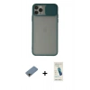 MARSİLYAN™- iPhone 11 Pro Kılıf Vadi Çizgi - Şeffaf Pasifik Cam Ekran Koruyucu + Shine Kamera Lens Koruma Cam - GD