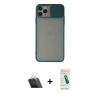 MARSİLYAN™- iPhone 11 Pro Kılıf Vadi Çizgi - Şeffaf Pasifik Cam Ekran Koruyucu + Kamera Lens Koruma Cam - SF