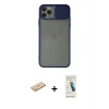 MARSİLYAN™- iPhone 11 Pro Kılıf Vadi Çizgi - Şeffaf Pasifik Cam Ekran Koruyucu + Renkli Kamera Lens Koruma Cam - PE