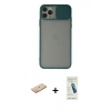 MARSİLYAN™- iPhone 11 Pro Kılıf Vadi Çizgi - Şeffaf Pasifik Cam Ekran Koruyucu + Renkli Kamera Lens Koruma Cam - PE