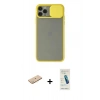 MARSİLYAN™- iPhone 11 Pro Kılıf Vadi Çizgi - Şeffaf Pasifik Cam Ekran Koruyucu + Renkli Kamera Lens Koruma Cam - PE