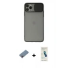 MARSİLYAN™- iPhone 11 Pro Kılıf Vadi Çizgi - Şeffaf Pasifik Cam Ekran Koruyucu + Shine Kamera Lens Koruma Cam - PE