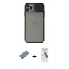 MARSİLYAN™- iPhone 11 Pro Kılıf Vadi Çizgi - Şeffaf Pasifik Cam Ekran Koruyucu + Shine Kamera Lens Koruma Cam - GS