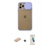 MARSİLYAN™- iPhone 11 Pro Kılıf Vadi Çizgi - Şeffaf Pasifik Cam Ekran Koruyucu + Renkli Kamera Lens Koruma Cam - TU