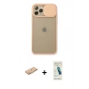 MARSİLYAN™- iPhone 11 Pro Kılıf Vadi Çizgi - Şeffaf Pasifik Cam Ekran Koruyucu + Renkli Kamera Lens Koruma Cam - TU
