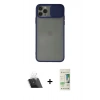 MARSİLYAN™- iPhone 11 Pro Kılıf Vadi Çizgi - Siyah 20D Premium Cam Ekran Koruyucu + Kamera Lens Koruma Cam - SF