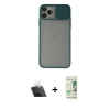 MARSİLYAN™- iPhone 11 Pro Kılıf Vadi Çizgi - Siyah 20D Premium Cam Ekran Koruyucu + Kamera Lens Koruma Cam - SF