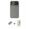 MARSİLYAN™- iPhone 11 Pro Kılıf Vadi Çizgi - Siyah 20D Premium Cam Ekran Koruyucu + Shine Kamera Lens Koruma Cam - GD