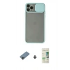 MARSİLYAN™- iPhone 11 Pro Kılıf Vadi Çizgi - Siyah 20D Premium Cam Ekran Koruyucu + Siyah Shine Kamera Lens Koruma Cam