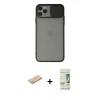 MARSİLYAN™- iPhone 11 Pro Kılıf Vadi Çizgi - Siyah 20D Premium Cam Ekran Koruyucu + Renkli Kamera Lens Koruma Cam - YL