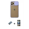 MARSİLYAN™- iPhone 11 Pro Kılıf Vadi Çizgi - Siyah 34D Hayalet Izgaralı Cam + Shine Kamera Lens Koruma Cam - GD