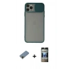 MARSİLYAN™- iPhone 11 Pro Kılıf Vadi Çizgi - Siyah 34D Hayalet Izgaralı Cam + Shine Kamera Lens Koruma Cam - GD