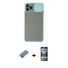 MARSİLYAN™- iPhone 11 Pro Kılıf Vadi Çizgi - Siyah 34D Hayalet Izgaralı Cam + Shine Kamera Lens Koruma Cam - GD