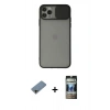 MARSİLYAN™- iPhone 11 Pro Kılıf Vadi Çizgi - Siyah 34D Hayalet Izgaralı Cam + Shine Kamera Lens Koruma Cam - GD