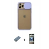 MARSİLYAN™- iPhone 11 Pro Kılıf Vadi Çizgi - Siyah 34D Hayalet Izgaralı Cam + Shine Kamera Lens Koruma Cam - GS