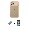 MARSİLYAN™- iPhone 11 Pro Kılıf Vadi Çizgi - Siyah 34D Hayalet Izgaralı Cam + Shine Kamera Lens Koruma Cam - GS