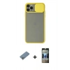 MARSİLYAN™- iPhone 11 Pro Kılıf Vadi Çizgi - Siyah 34D Hayalet Izgaralı Cam + Shine Kamera Lens Koruma Cam - GS