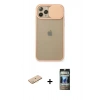 MARSİLYAN™- iPhone 11 Pro Kılıf Vadi Çizgi - Siyah 34D Hayalet Izgaralı Cam + Renkli Kamera Lens Koruma Cam - PE