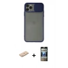 MARSİLYAN™- iPhone 11 Pro Kılıf Vadi Çizgi - Siyah 34D Hayalet Izgaralı Cam + Renkli Kamera Lens Koruma Cam - MI