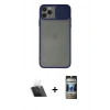 MARSİLYAN™- iPhone 11 Pro Kılıf Vadi Çizgi - Siyah 34D Hayalet Izgaralı Cam + Kamera Lens Koruma Cam - SF