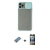 MARSİLYAN™- iPhone 11 Pro Kılıf Vadi Çizgi - Siyah 34D Hayalet Izgaralı Cam + Shine Kamera Lens Koruma Cam - MI
