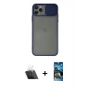 MARSİLYAN™- iPhone 11 Pro Kılıf Vadi Çizgi - Siyah 34D Izgaralı Cam + Kamera Lens Koruma Cam - SF