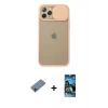 MARSİLYAN™- iPhone 11 Pro Kılıf Vadi Çizgi - Siyah 34D Izgaralı Cam + Shine Kamera Lens Koruma Cam - PE