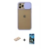 MARSİLYAN™- iPhone 11 Pro Kılıf Vadi Çizgi - Siyah 34D Izgaralı Cam + Renkli Kamera Lens Koruma Cam - MI