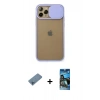 MARSİLYAN™- iPhone 11 Pro Kılıf Vadi Çizgi - Siyah 34D Izgaralı Cam + Shine Kamera Lens Koruma Cam - MI