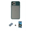 MARSİLYAN™- iPhone 11 Pro Kılıf Vadi Çizgi - Siyah 34D Izgaralı Cam + Shine Kamera Lens Koruma Cam - SABE