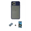 MARSİLYAN™- iPhone 11 Pro Kılıf Vadi Çizgi - Siyah 34D Izgaralı Cam + Shine Kamera Lens Koruma Cam - SH