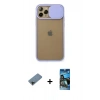 MARSİLYAN™- iPhone 11 Pro Kılıf Vadi Çizgi - Siyah 34D Izgaralı Cam + Shine Kamera Lens Koruma Cam - SH