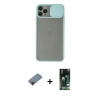 MARSİLYAN™- iPhone 11 Pro Kılıf Vadi Çizgi - Siyah 360 Mat Full Body Arka Koruyucu + Metal Kamera Lens Koruma Cam - KI